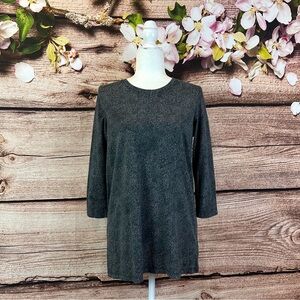 Ruff Hewn Women’s Cotton Gray White Abstract Print Casual Blouse Top